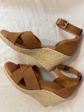 Alex Marie Nelana Tan Suede Criss-Cross Espadrille Wedge Sandal Women's 9.5M